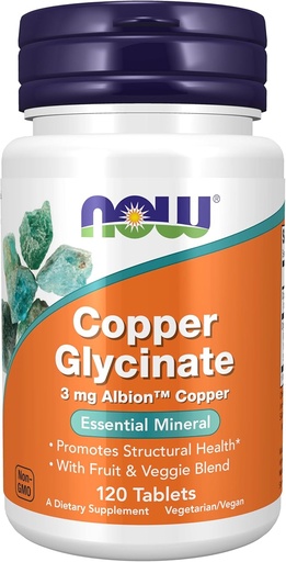 [733739014337] Now cooper glycinat 3mg x120tab