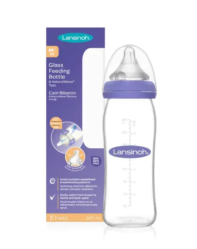 [5060420233117] Lansinoh glas feeding bottle 240ml